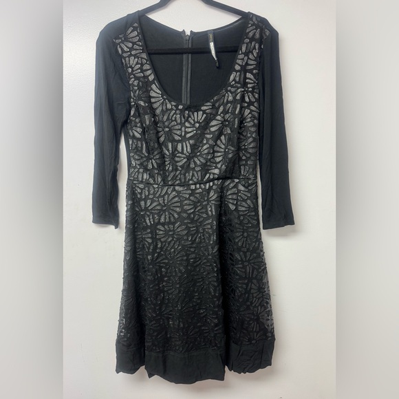Anthropologie Plenty by Tracy Reese Black Silver Floral Embroidered Dress 6 - Picture 1 of 8